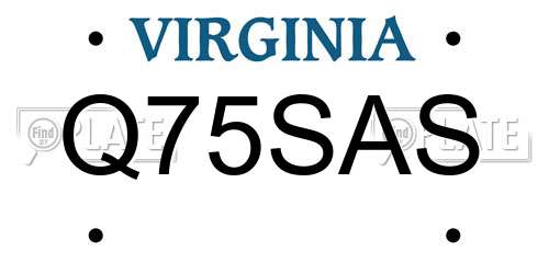 Q75SAS Virginia License Plate