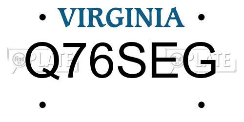 Q76SEG Virginia License Plate