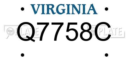 Q7758C Virginia License Plate