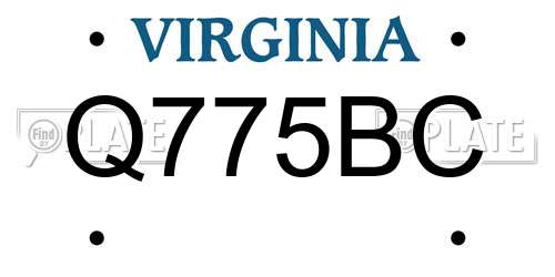 Q775BC Virginia License Plate