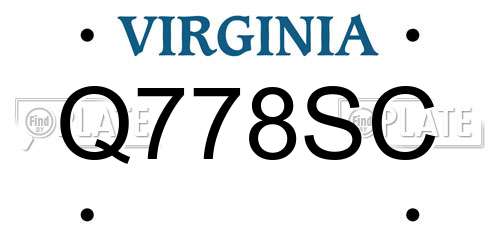 Q778SC Virginia License Plate