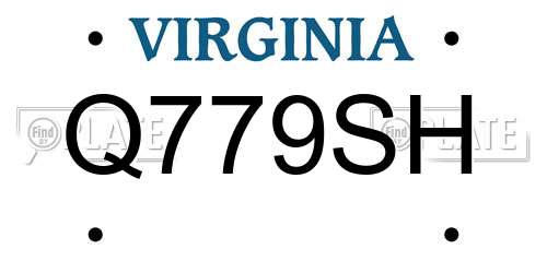 Q779SH Virginia License Plate