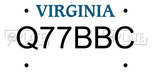 Q77BBC Virginia License Plate