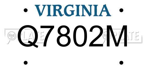 Q7802M Virginia License Plate