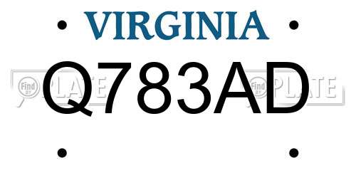 Q783AD Virginia License Plate