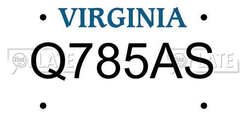 Q785AS Virginia License Plate