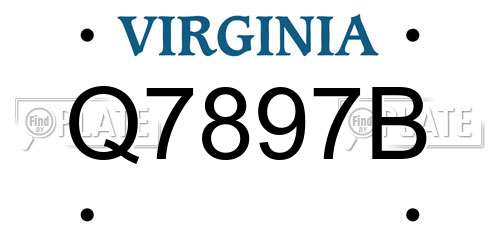 Q7897B Virginia License Plate