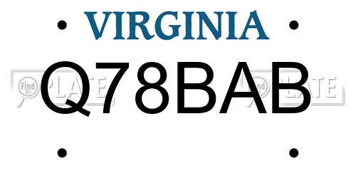 Q78BAB Virginia License Plate