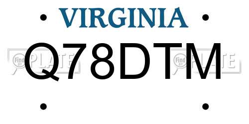 Q78DTM Virginia License Plate