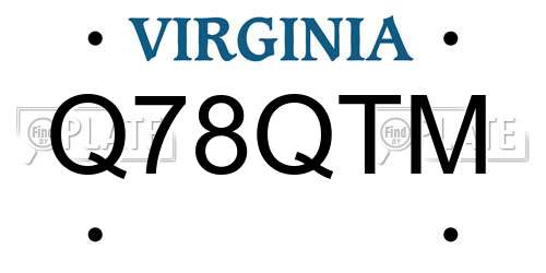 Q78QTM Virginia License Plate