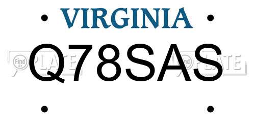 Q78SAS Virginia License Plate