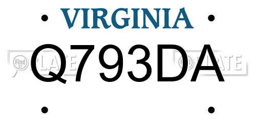 Q793DA Virginia License Plate