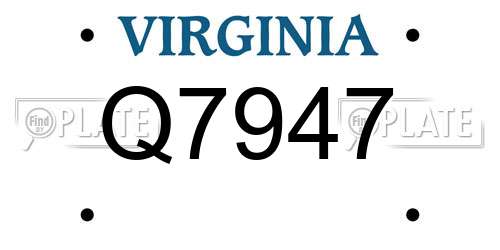 Q7947 Virginia License Plate