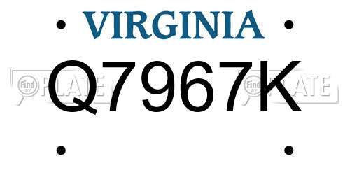 Q7967K Virginia License Plate