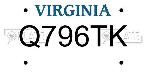 Q796TK Virginia License Plate