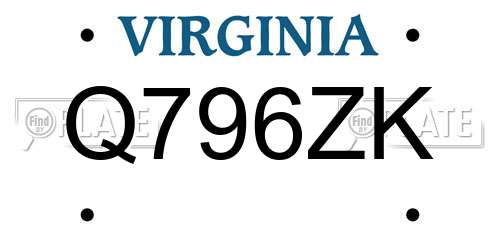 Q796ZK Virginia License Plate