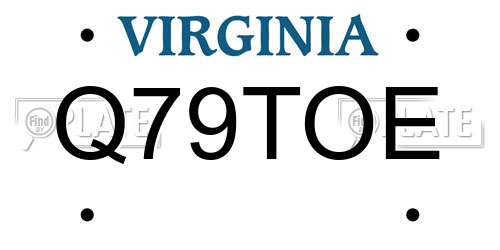 Q79TOE Virginia License Plate