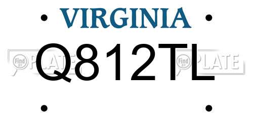 Q812TL Virginia License Plate
