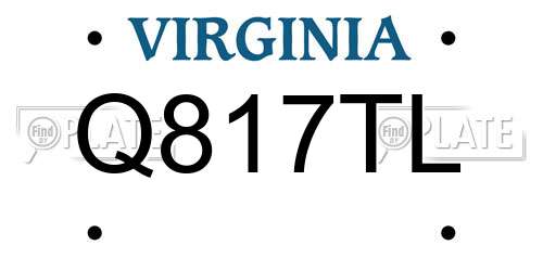 Q817TL Virginia License Plate