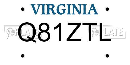 Q81ZTL Virginia License Plate