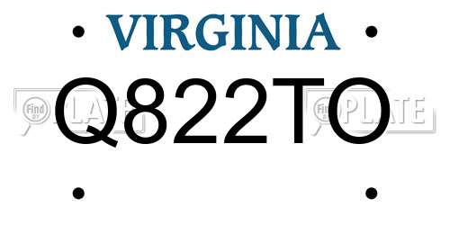 Q822TO Virginia License Plate