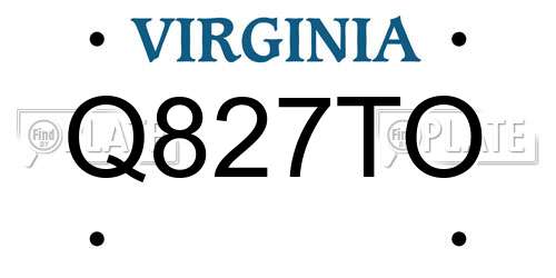 Q827TO Virginia License Plate