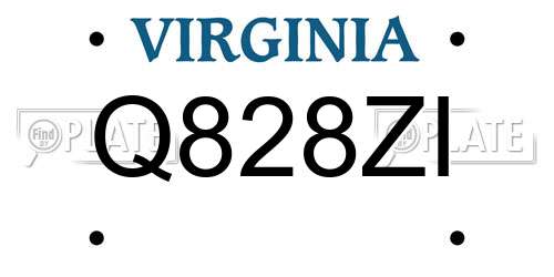 Q828ZI Virginia License Plate