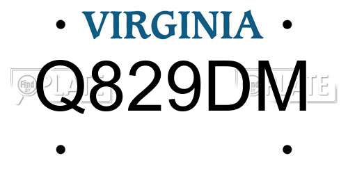 Q829DM Virginia License Plate