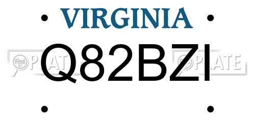Q82BZI Virginia License Plate
