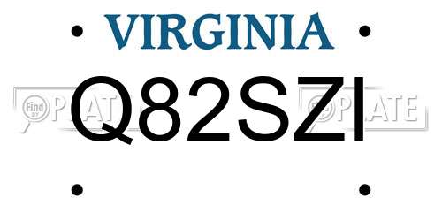 Q82SZI Virginia License Plate