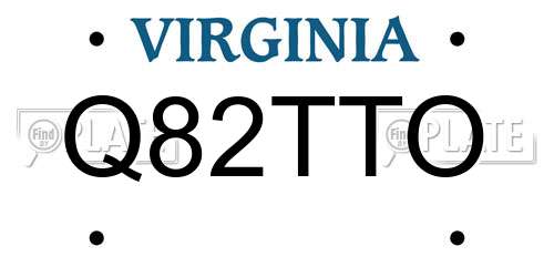 Q82TTO Virginia License Plate