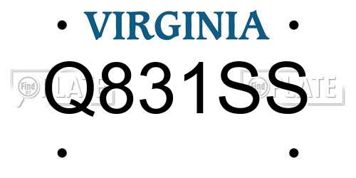 Q831SS Virginia License Plate