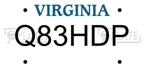 Q83HDP Virginia License Plate