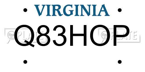 Q83HOP Virginia License Plate