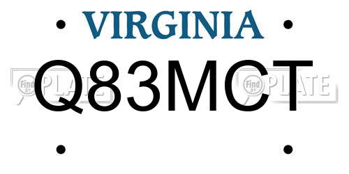Q83MCT Virginia License Plate