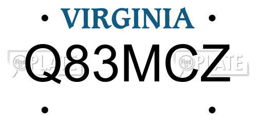 Q83MCZ Virginia License Plate