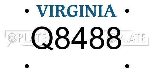 Q8488 Virginia License Plate