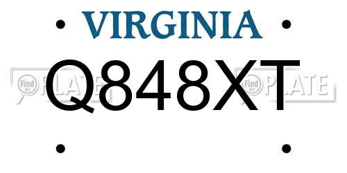 Q848XT Virginia License Plate