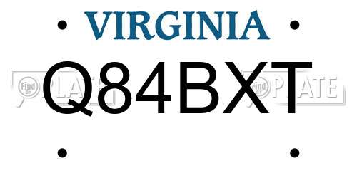 Q84BXT Virginia License Plate