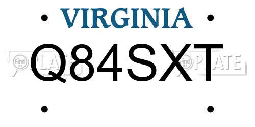 Q84SXT Virginia License Plate