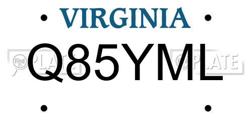 Q85YML Virginia License Plate