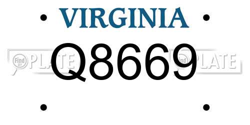 Q8669 Virginia License Plate