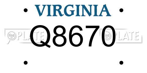 Q8670 Virginia License Plate