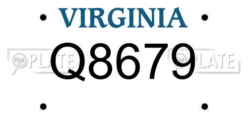 Q8679 Virginia License Plate