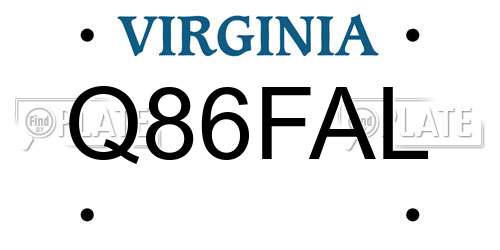 Q86FAL Virginia License Plate