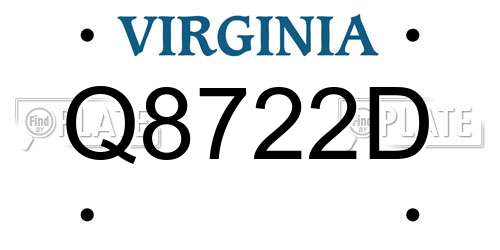 Q8722D Virginia License Plate
