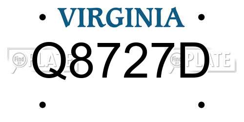 Q8727D Virginia License Plate