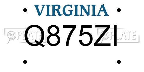 Q875ZI Virginia License Plate