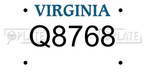 Q8768 Virginia License Plate
