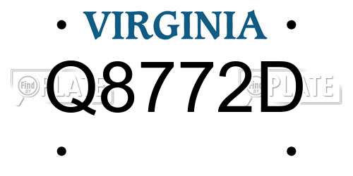 Q8772D Virginia License Plate